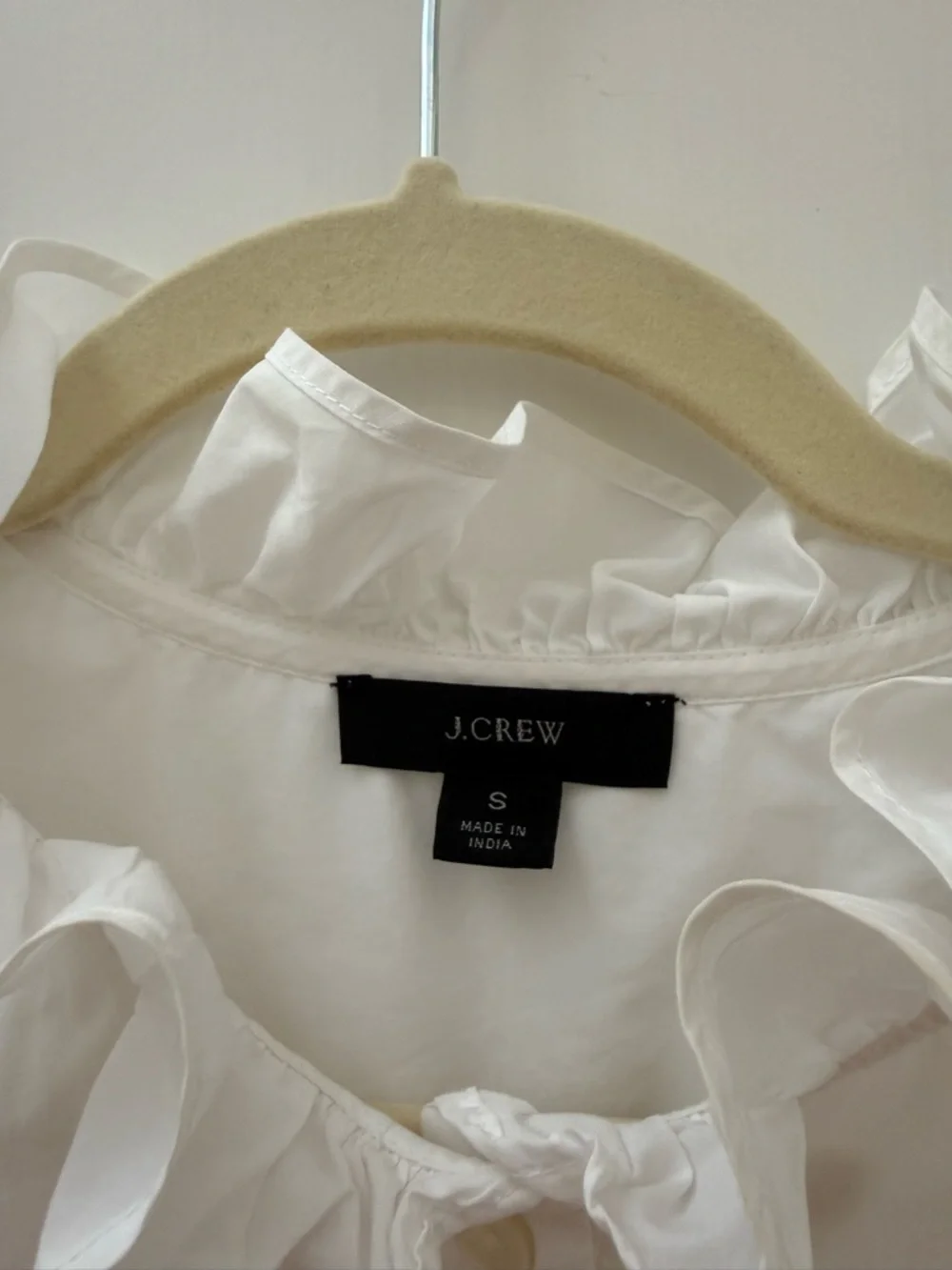 J. Crew White Ruffle Collar Popover Shirt, Size S - Picture 5 of 7